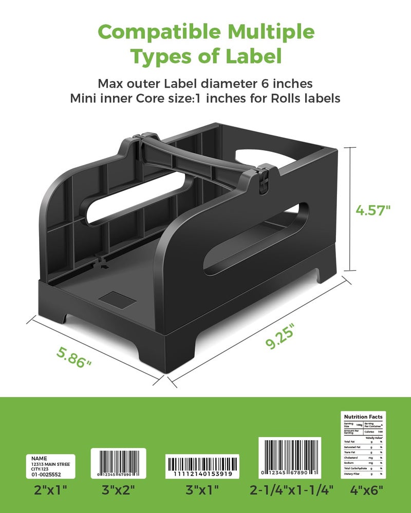 Nelko Label Holder, Thermal Label Holder for Rolls and Fan-Fold Labels, Shipping Label Roll Holder for Desktop Label Printer Shipping Supplies Industrial Labels Accessory for Home, Office (Black) - Image 2